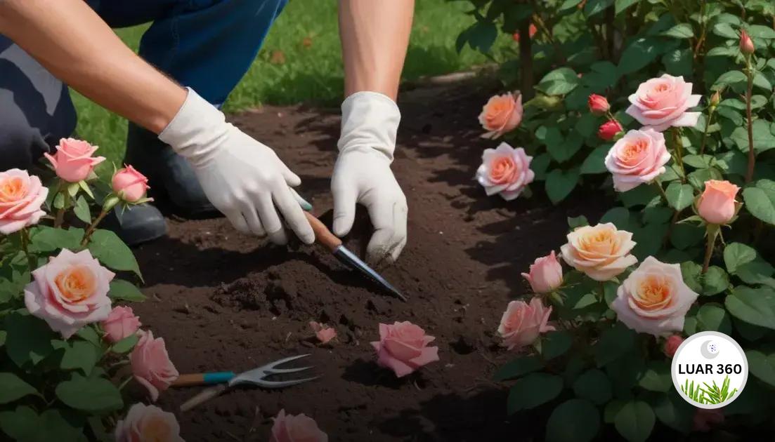 Manutenção das flores no jardim