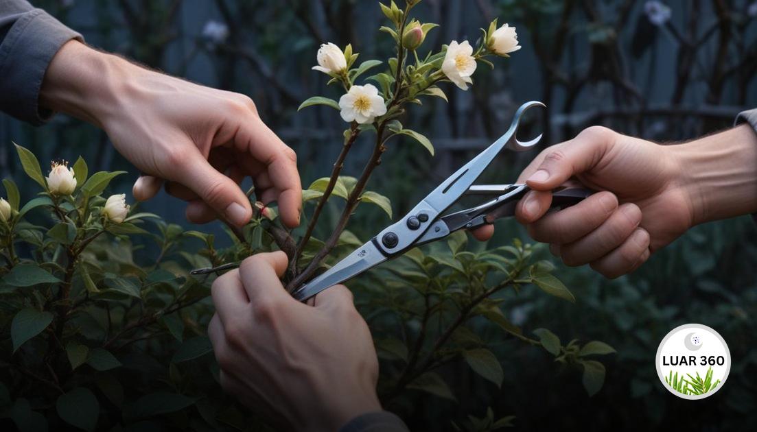Poda, pinçamento e preparo do botão floral